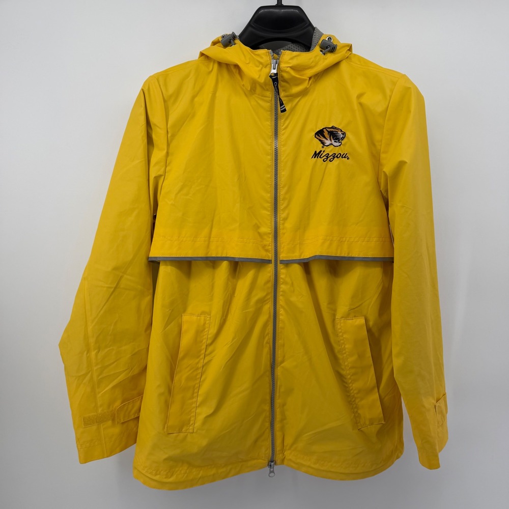 Charles River Rain Jacket Women S Yellow Mizzou Tigers Reflective Hooded Zip